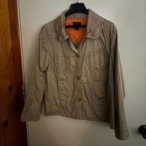 Rafaella Beige Utility Jacket with Vibrant Orange Interior